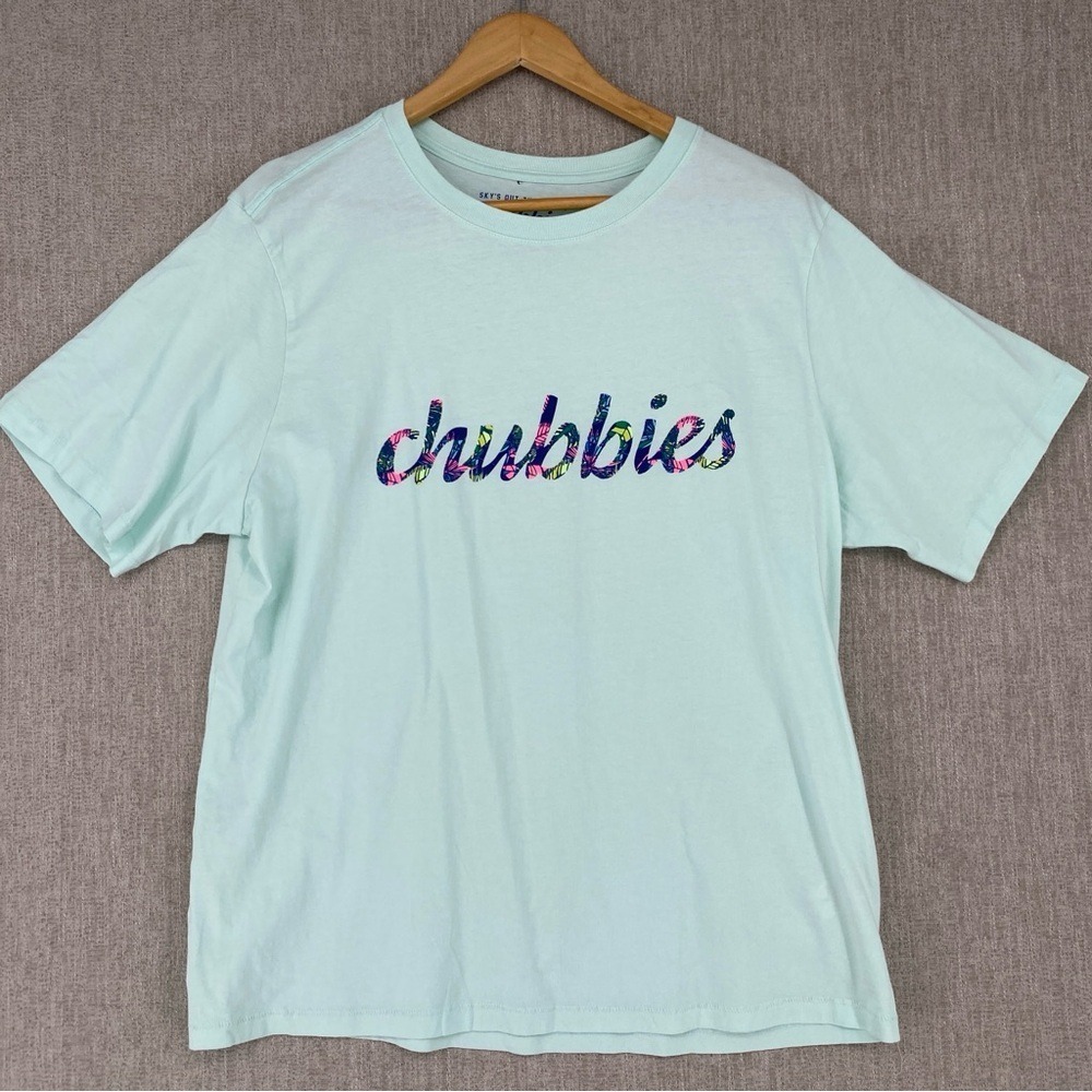 Chubbies Sky's Out Thighs Out Graphic T-Shirt Mens XL Mint Green Floral Logo